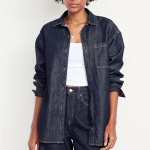 Old Navy Oversized Boyfriend Button-Down Jean Shirt